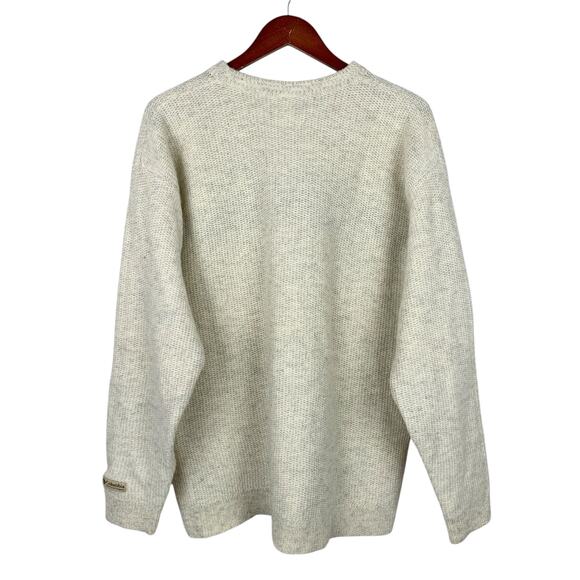 Vintage Columbia Sweater Cream Pullover Shetland Wool Long Sleeve Men's L - Flaw - Picture 4 of 9
